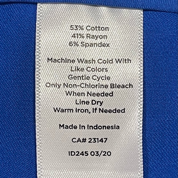 TALBOTS Pants Size 2 Solid Blue Side Zipper Mid Rise Slim Leg Ankle Length - Picture 5 of 8